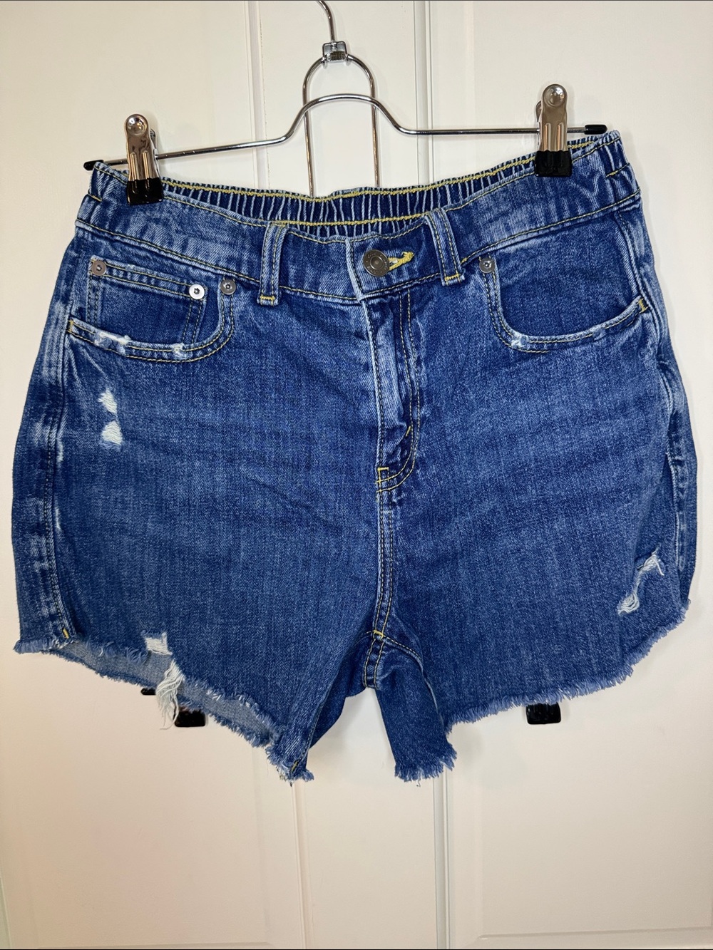 aerie Medium Blue Daydream Distressed Denim Shorts
